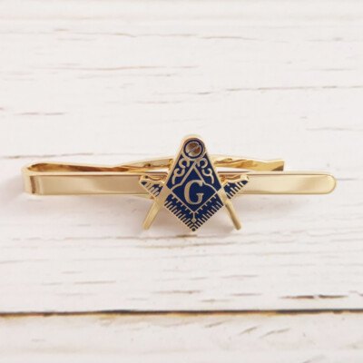 Exquisite Masonic Hard Enamel Men Tie Clip Free Masons Square and Compass G