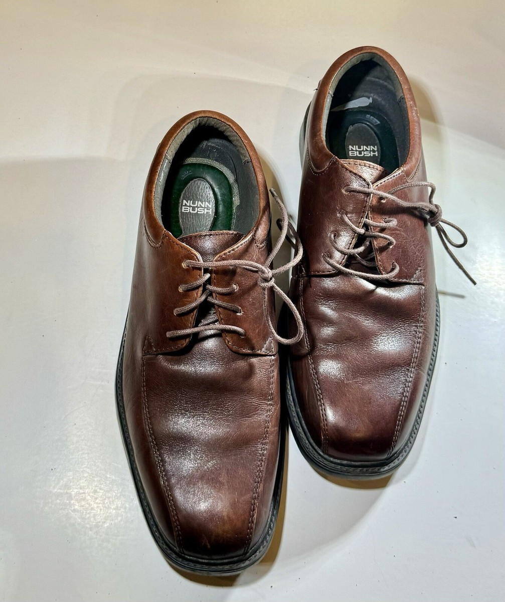Nunn Bush Mens Shoes 8 M Genuine Leather Comfort Gel Casual Dress Brown