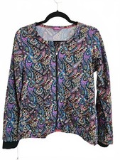 Vera Bradley Full Zip Scrub Jacket Women's S Paisley Print LS Nurses Pockets