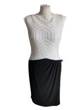 Ralph Lauren Women’s Dress UK 12 US 8 Black White Sequin Fitted Party Cruise  