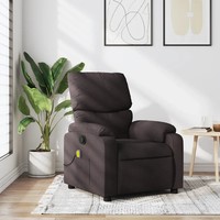 Massagesessel Stoff Dunkelbraun Relaxsessel Elektrisch Shiatsu