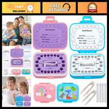 2 Pack Kids Tooth Holders Keepsake Box - Tooth Fairy Storage Case, Rainbow & Din