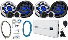  4 KICKER 51MSS65 6.5" 200w Premium Marine Component Speakers Amplifier Amp Kit