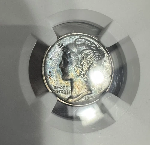 1945 S Mercury Dime NGC MS66 FB FULL BANDS ⭐️🌈Wow Toning! Very pretty!🌈⭐️