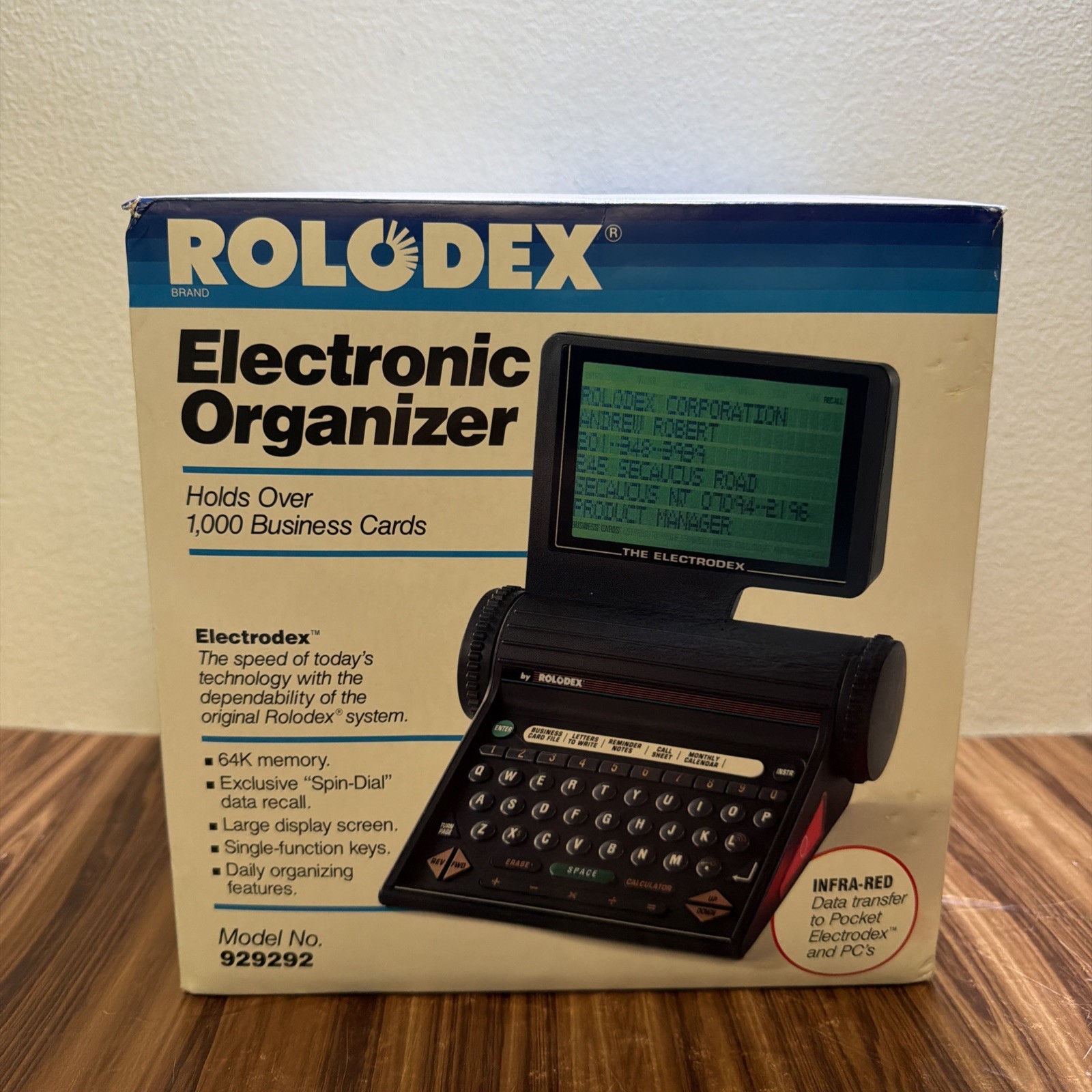Vintage 1990 The Electrodex Plus Rolodex 64k Electronic Card File BRAND NEW READ