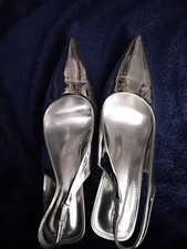 Dreamcia Women Pumps Silver Slingback Pointed Toe High Heels Bride Size 10 M
