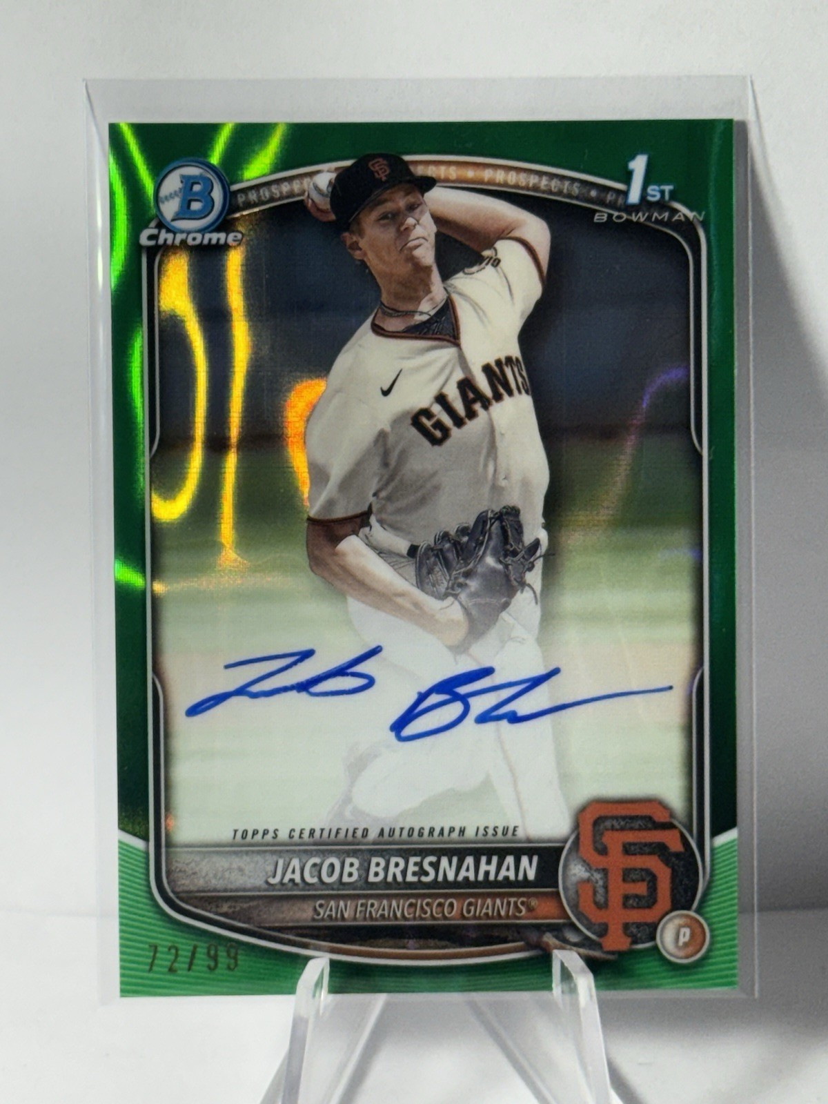 2025 Bowman Chrome JACOB BRESNAHAN Green Lava Autograph /99 1st Bowman