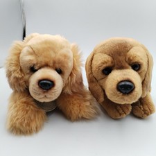 Lot of 2 Puppy Plush Stuffed Animals Golden Retriever  Dachshund Realistic