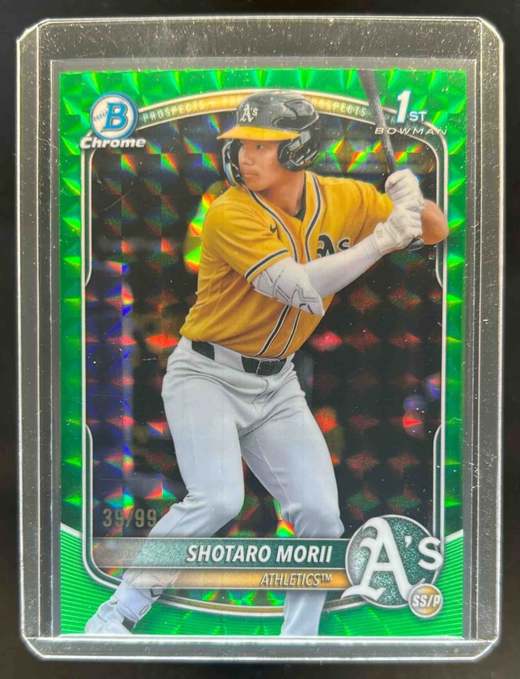 2025 Bowman Chrome Shotaro Morii Green Geometric Refractor 1st Prospect #39/99