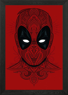 Gerahmtes Wandbild Poster Leinwanddruck Bild Mandala-Effekt Deadpool
