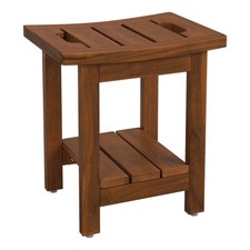 Shower Stool Waterproof Teak Shower Bench with Shelf Handle 300 lb