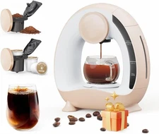 Pod and Grounds Single-Serve Coffee Maker, 2 in 1 One Cup Coffee Machine Comp...