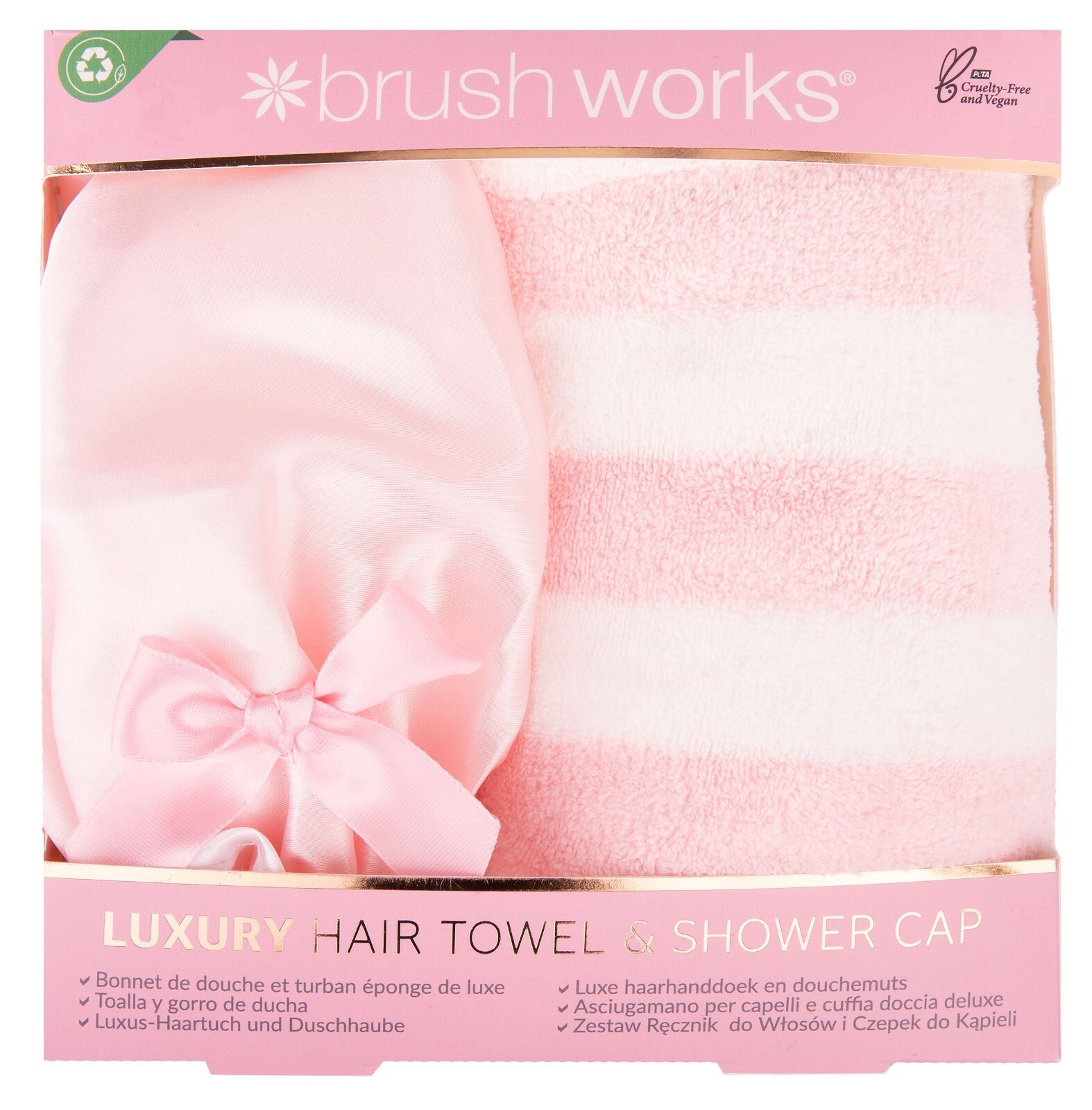 Brushworks Luxury Hair Towel & Shower Cap. OUTER BOX IMPERFECT