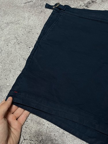 Orlebar Brown Bulldog Cotton Chino Classic Shorts Navy Blue Size 38 Men's Swim - Picture 8 of 19