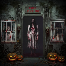 3 Pcs Halloween Door Window Cover Set, Creepy Bloody Ghost