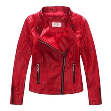 LJYH Girls Faux Leather Quilted Shoulder Motorcycle Jackets Kids Spring Moto ...