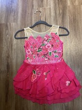ice skating dress hot pink and green girls size 10 brand new