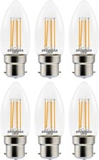 B22 Bayonet Candle Clear Filament LED Light Bulbs 470 Lumens - Sylvania 6 Pack