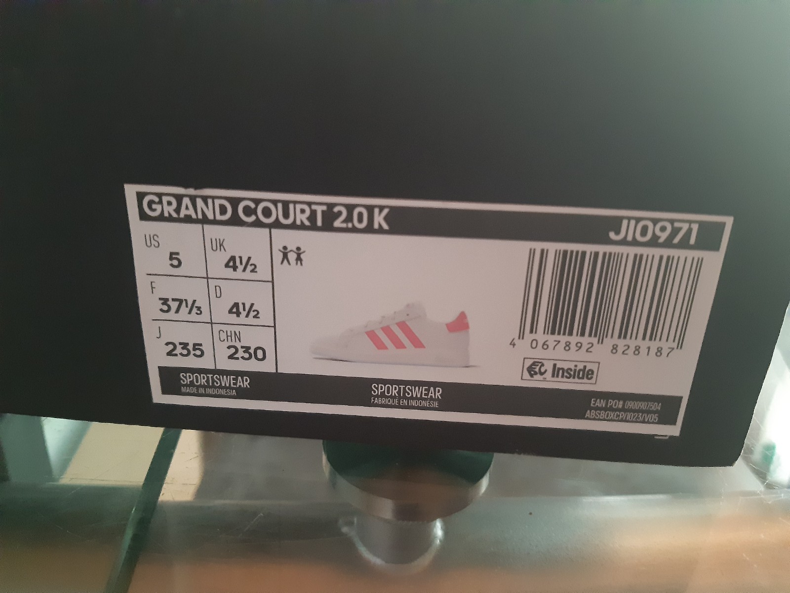adidas Grand Court 2.0 K Bambino Unisex bianco/rosa EU 37 1/3 MPN JI0971