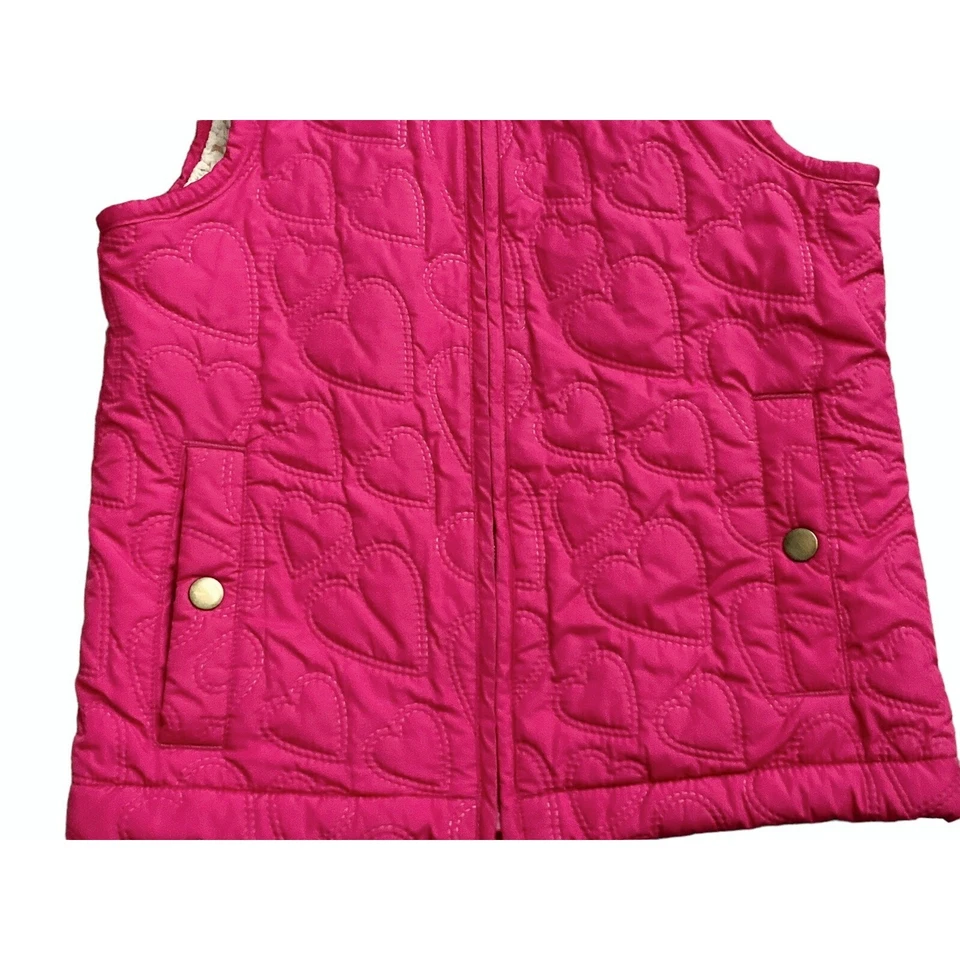 Chaleco GAP KIDS Niñas Talla Pequeña 6-7 Rosa Sin Mangas Forrado de Vellón Acolchado Cremallera Completa Foto 3 de 4