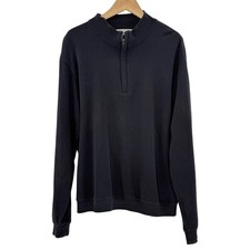 Cutter and Buck Mens Quarter Zip Pullover Sweatshirt L Black Supima Casual Flaw