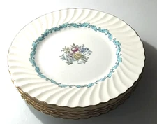 Set Of Four Minton Bone China Turquoise Ardmore Dinner Plates