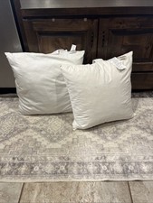 2 Pottery Barn Euro Pillow Insert 20X20 Feathers Down White Square USA Made Poly