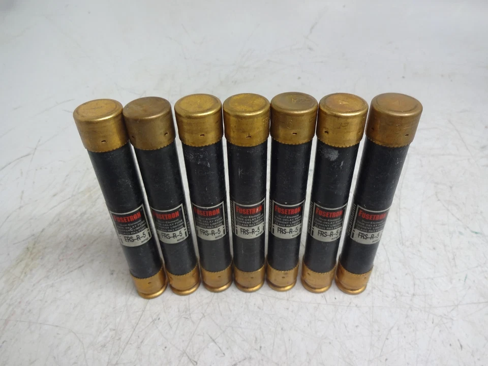 Lote de 7 fusibles Bussmann Fusetron FRS-R-5 5A 600V RK5 elemento doble retardo de tiempo Foto 3 de 4