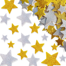 180 Pcs Glitter Foam Stickers Silver and Gold Stars Self-Adhesive Stickers for B