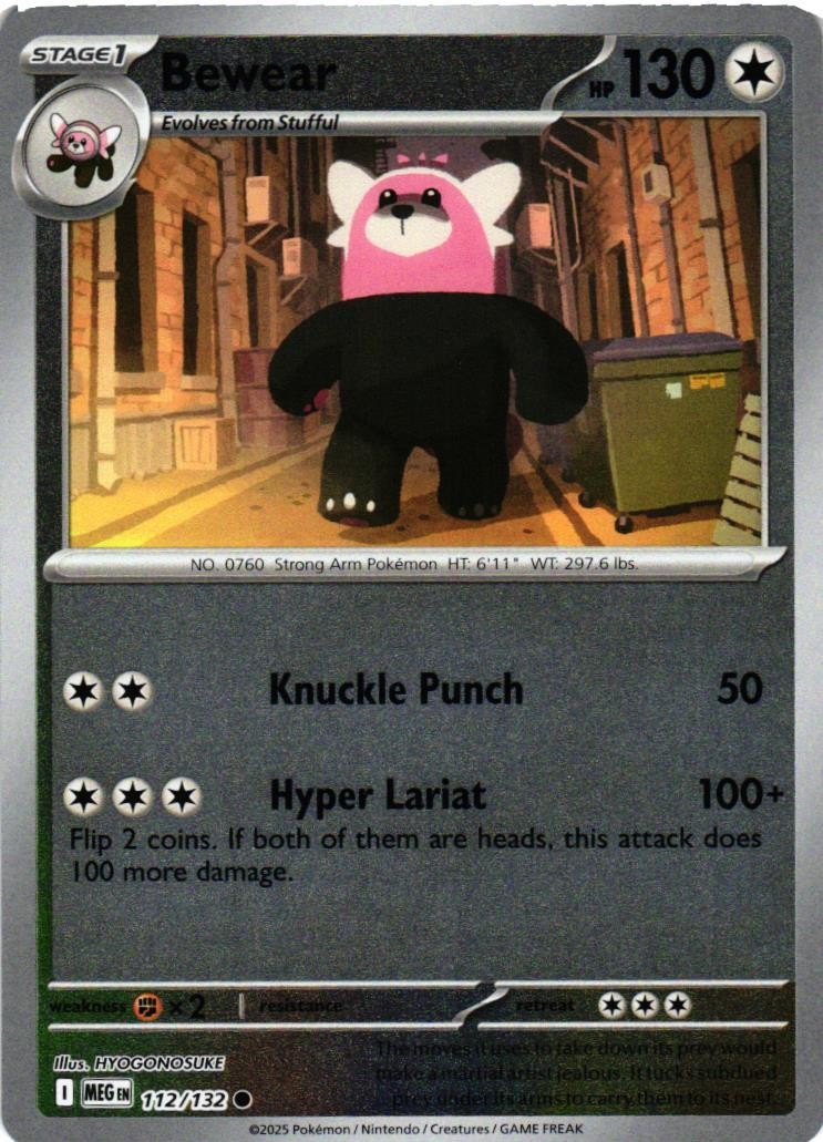 Bewear Reverse Holo 112/132 ME01: Mega Evolution NM