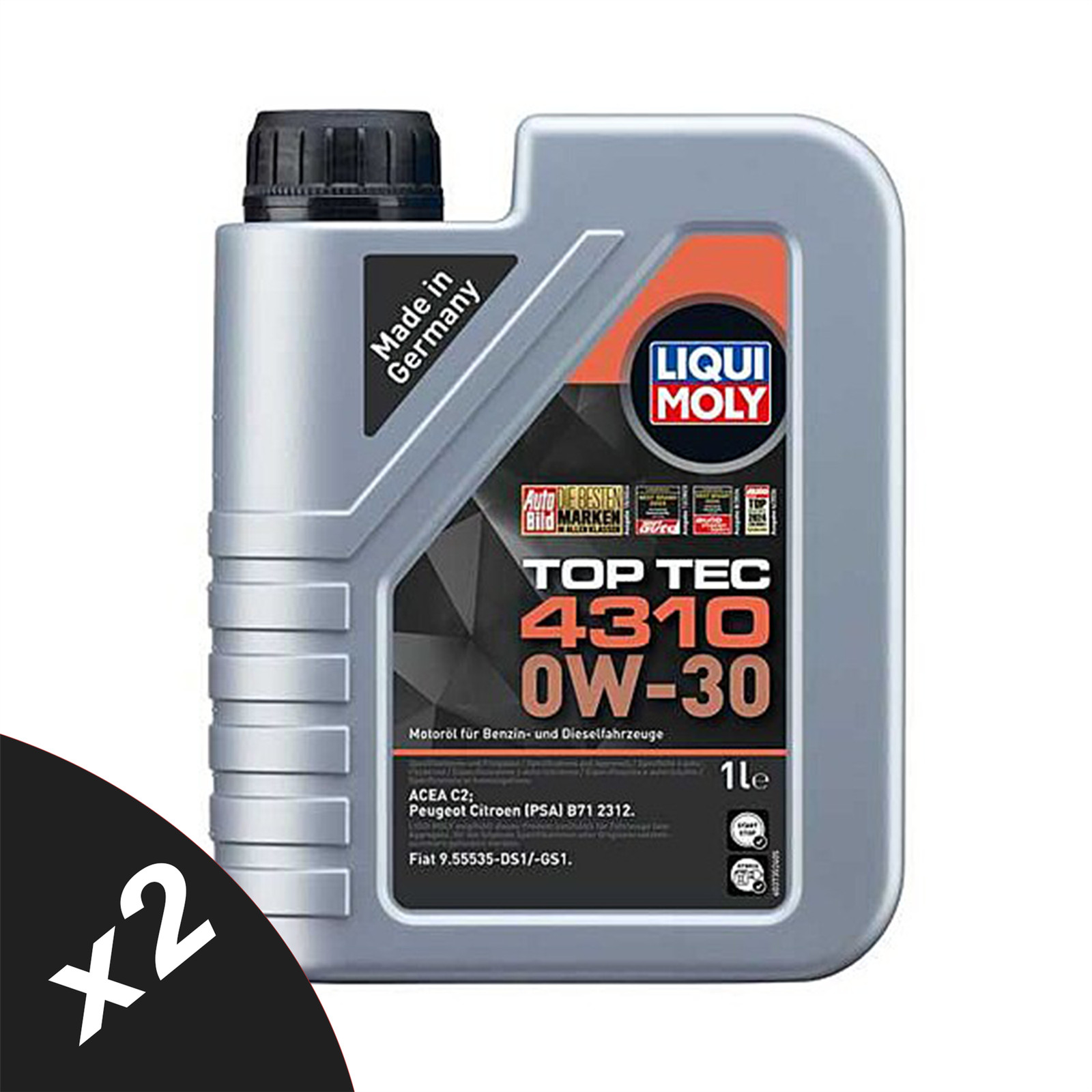 Liqui Moly TOP TEC 4310 0W-30 Semi Synthetic Engine Oil ACEA C2 2x1L