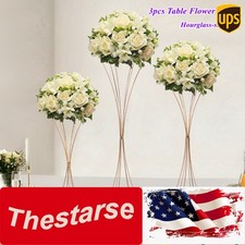 3 pcs Gold Wedding Table Hourglass-shaped Flower Stand For Anniversary Ceremony