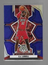 E.J. LIDDELL 2022-23 PANINI CHRONICLES MOSAIC BLUE PRIZM ROOKIE CARD #13  /99