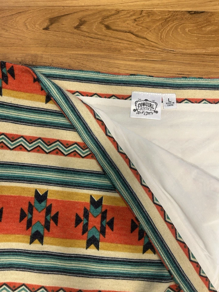 Cowgirl Justice Southwestern Knitted Fringed Skirt size L Foto 4 de 4