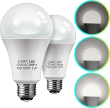 3 Way Light Bulbs, LOHAS 3 LED 2 Count (Pack of 1), Daylight White 