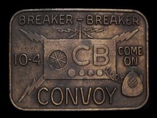 NB11161 VINTAGE 1970s  BREAKER-BREAKER 10-4 COME ON CB CONVOY  BELT BUCKLE