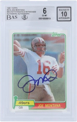Joe Montana San Francisco 49ers Signed 1981 Topps #216 Beckett 6/10 Rookie Card