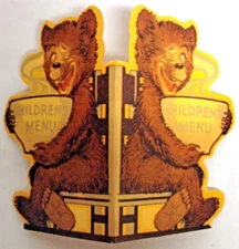 Union Pacific Railroad Yellowstone Park Playful Bears Goldilocks Child Menu 1945