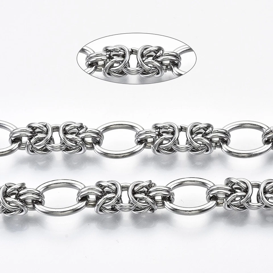 1 Roll Byzantine Chains Stainless Steel w/ Spool Unwelded Silver Jewelry Making - Image 4 of 4