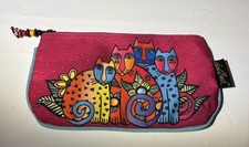 Laurel Burch Birch Cosmetic Bag Makeup Pouch Zip Feline Cats Travel Utility