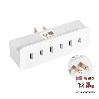 UL Listed 2 Prong 3-Outlet Wall Tap, 2 Prong Triple Outlet Converter Plug 