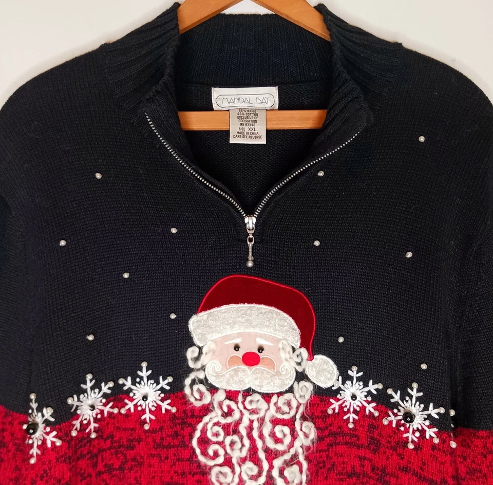 'Mandal Bay' Mujer Talla Suéter XXL de Navidad con Adorno de Papá Noel Foto 3 de 4