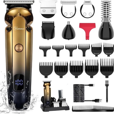 Hatteker Men's Beard Trimmer Kit Electric Razor Shaver Professional Hair Gold 