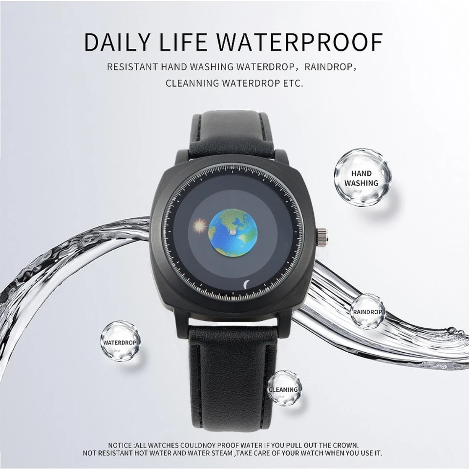 Nuevo Reloj Pulsera Hombre Único Relojes De Hombre Tierra Luna Sol Cuarzo Regalos Foto 4 de 4