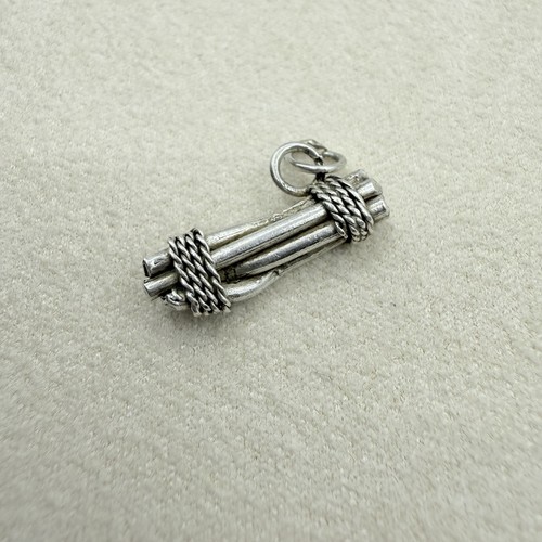 Vintage Sterling Silver Tied Firewood Sticks Dangle Charm Camping Accessory