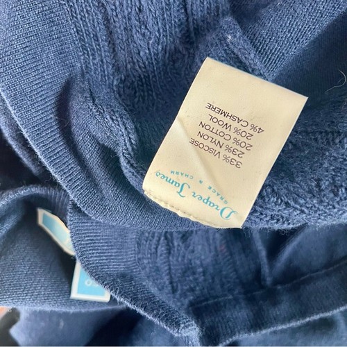 Suéter Suéter Cárdigan Draper James Azul Marino Tejido Túnica Preppy Talla Libre Poncho - Imagen 6 de 6