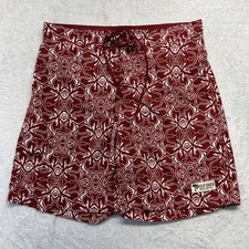 Tommy Hilfiger Lined Drawstring Swim Trunks Men M Dark Red Hawaiian