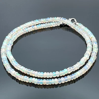 COLLIER 925/-SILBER RHODINIERT MIT ÄTHIOP. OPAL SCHMUCKJAGD - Bild 1 von 4