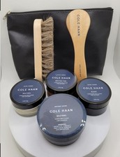 Cole Haan Premium Shoe Care Kit   Complete Set with Creams, Brushes  Pouch NEW