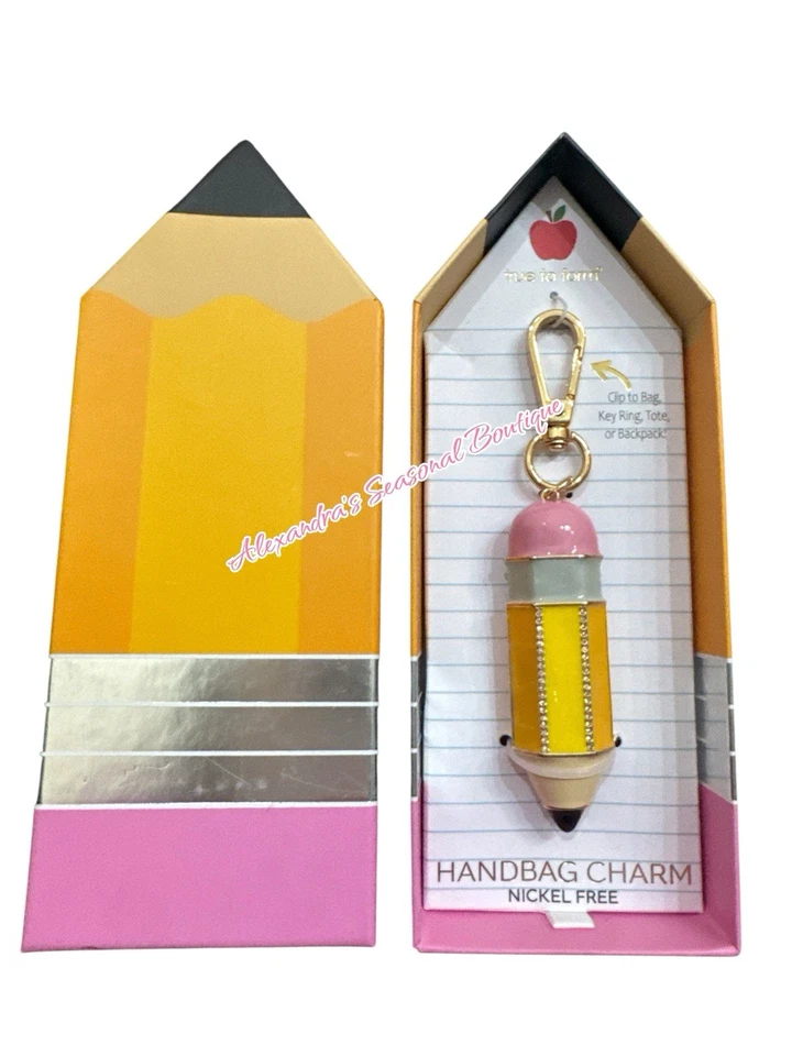 True To Form LÁPIZ GRUESO Tono Dorado Piedras de Vidrio Bolso de Maestro Dije/Llavero Nuevo Foto 2 de 4